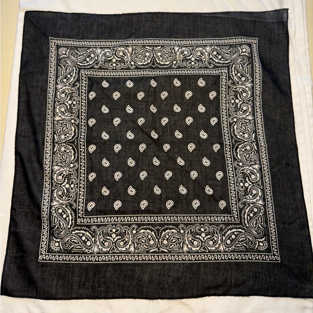Black and White Paisley Bandana